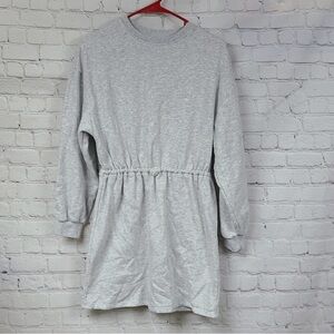 H&M Divided Gray Sweatshirt Drawcord Dress Cozy Fleece Long Sleeve size small
